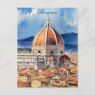 Florence view il Duomo watercolor Postcard