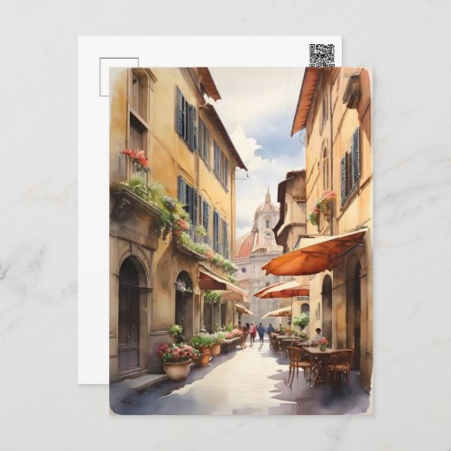 Florence watercolor art postcard