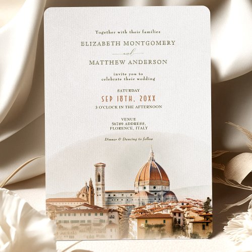 Florence Watercolor Italy Destination Wedding Invitation