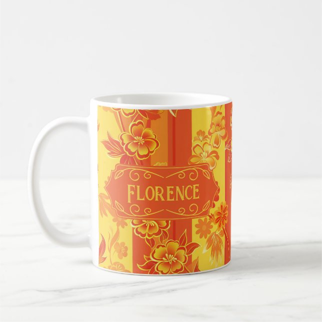 Florence Yellow and Orange Floral Coffee Mug (Left)