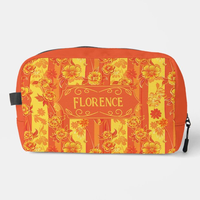 Florence Yellow and Orange Floral Dopp Kit (Front)