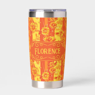 Florence Yellow and Orange Floral Insulated Tumbler