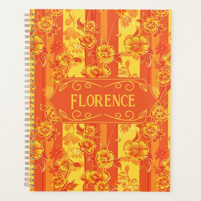 Florence Yellow and Orange Floral Planner (Front)