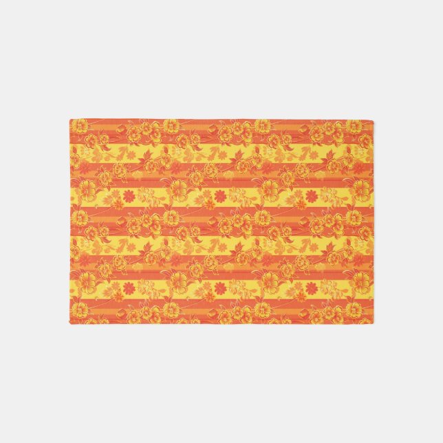 Florence Yellow and Orange Floral Rug (Front)