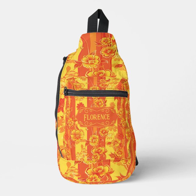 Florence Yellow and Orange Floral Sling Bag (Front)