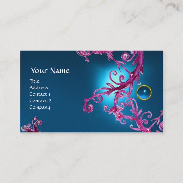FLORENTINE BAROQUE MONOGRAM GEM blue Business Card (Front)