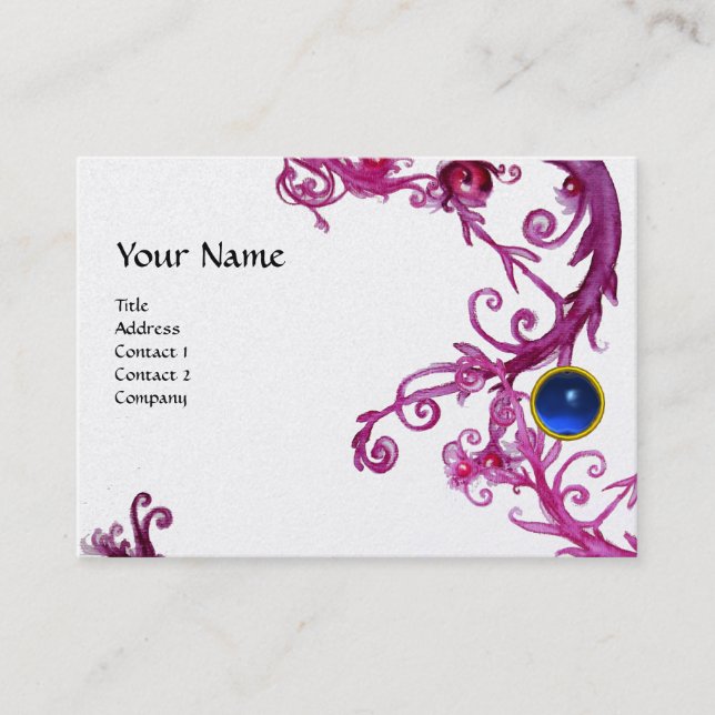 FLORENTINE BAROQUE MONOGRAM GEM blue pink platinum Business Card (Front)
