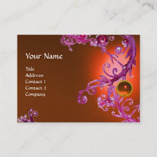 FLORENTINE BAROQUE MONOGRAM GEM  orange purple red Business Card