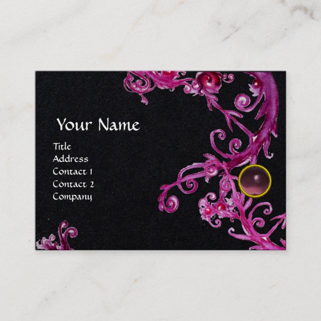 FLORENTINE BAROQUE MONOGRAM GEM purple pearl Business Card (Front)