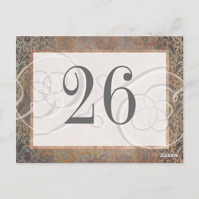 Florentine Elegance Tuscan Damask Table Number (Back)