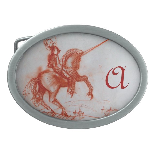 FLORENTINE  KNIGHT ON HORSEBACK monogram Belt Buckle (Front)