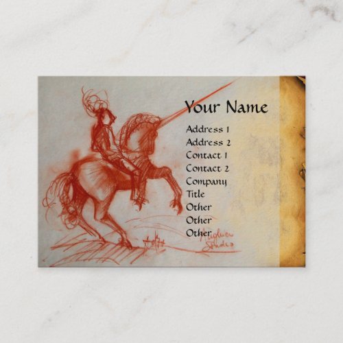FLORENTINE  KNIGHT ON HORSEBACK Monogram cream Business Card