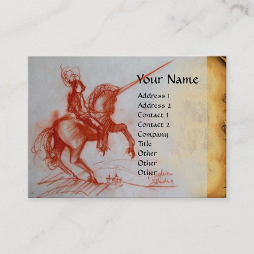 FLORENTINE  KNIGHT ON HORSEBACK Monogram eggshell Business Card