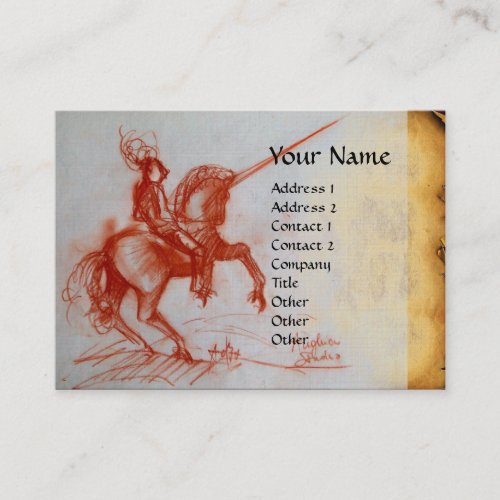 FLORENTINE  KNIGHT ON HORSEBACK Monogram linen Business Card