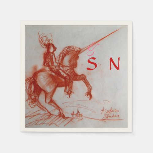 FLORENTINE  KNIGHT ON HORSEBACK monogram Napkins