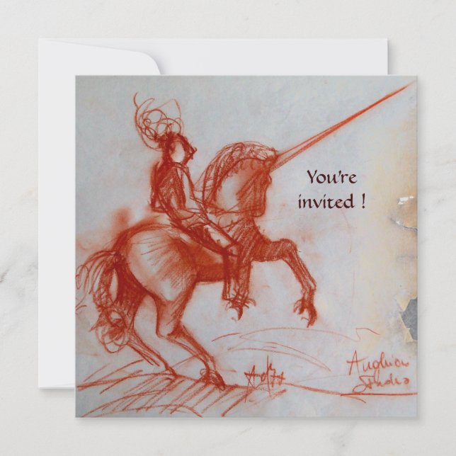 FLORENTINE KNIGHT ON HORSEBACK parchment champagne Invitation (Front)