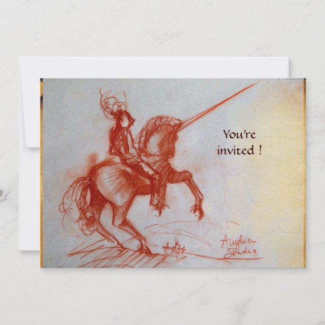 FLORENTINE KNIGHT ON HORSEBACK parchment champagne Invitation (Front)