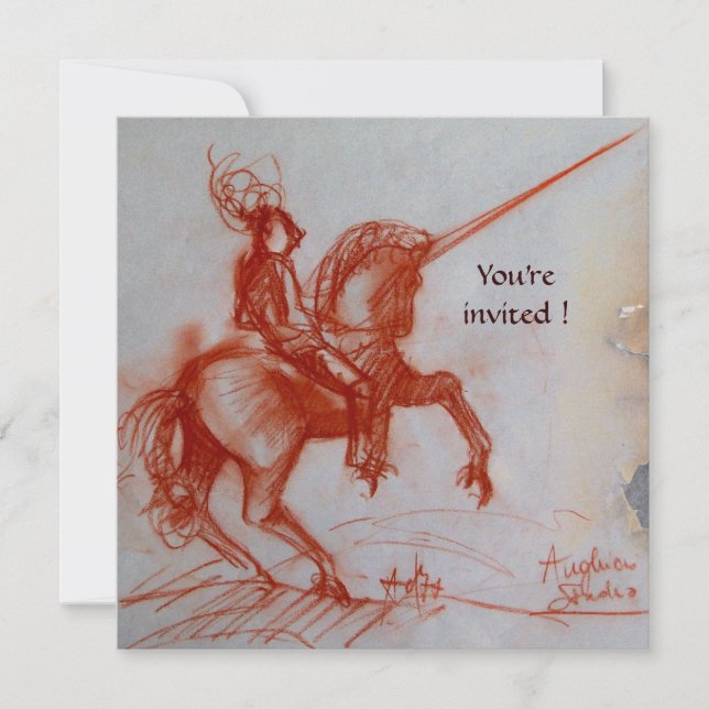 FLORENTINE KNIGHT ON HORSEBACK  parchment ice Invitation (Front)