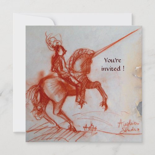 FLORENTINE KNIGHT ON HORSEBACK  parchment Invitation