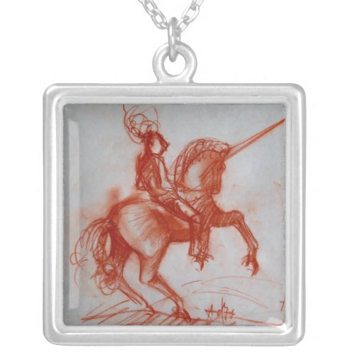 FLORENTINE  KNIGHT ON HORSEBACK SILVER PLATED NECKLACE