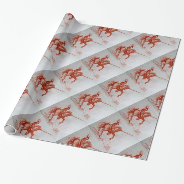 FLORENTINE  KNIGHT ON HORSEBACK WRAPPING PAPER (Unrolled)