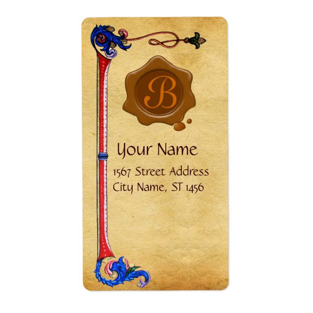 FLORENTINE PARCHMENT BROWN WAX SEAL MONOGRAM LABEL (Front)