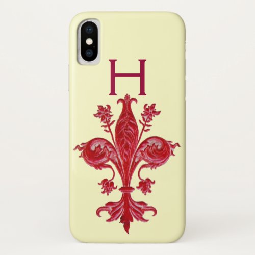 FLORENTINE RED LILY FLEUR DE LIS iPhone X CASE