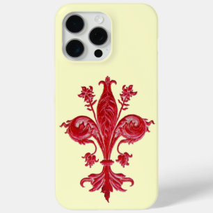 FLORENTINE RED LILY FLEUR DE LIS MONOGRAM iPhone 15 PRO MAX CASE