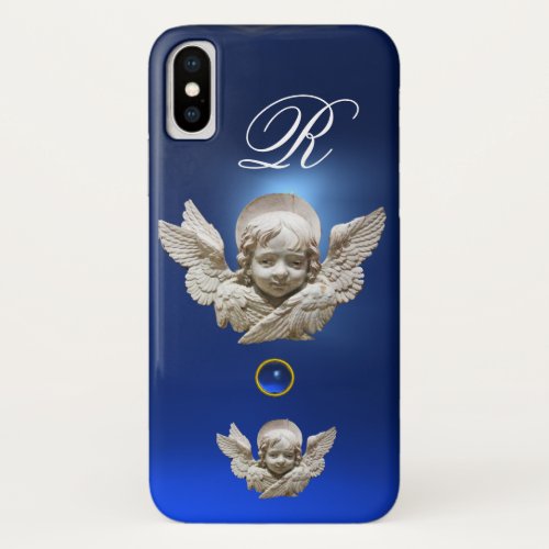 FLORENTINE RENAISSANCE ANGEL Blue Gem Monogram iPhone XS Case