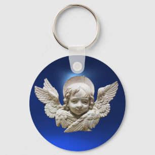 FLORENTINE RENAISSANCE ANGEL ,Blue Sapphire Gem Keychain