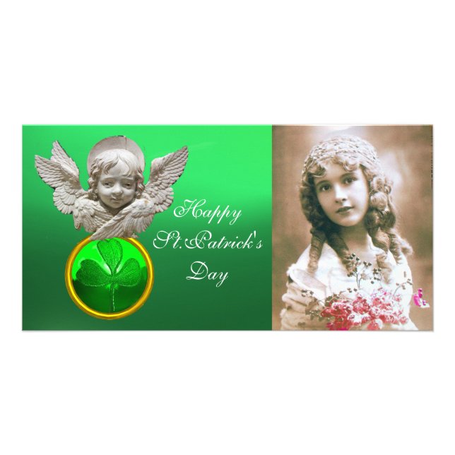 FLORENTINE RENAISSANCE ANGEL Green Shamrock  Gem Card (Front)