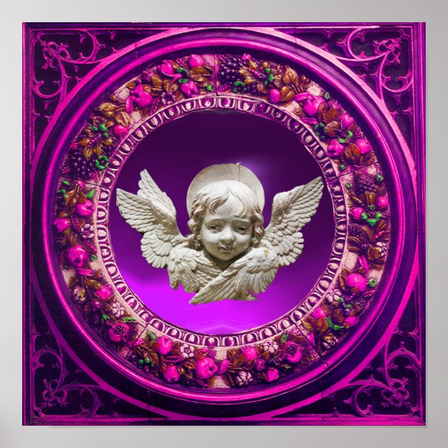 FLORENTINE RENAISSANCE ANGEL PINK FLORAL CROWN POSTER (Front)