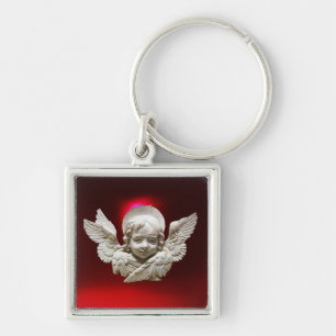 FLORENTINE RENAISSANCE ANGEL,Red Ruby Gem Keychain