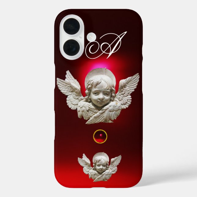 FLORENTINE RENAISSANCE ANGEL Red Ruby Monogram Case-Mate iPhone Case (Back)