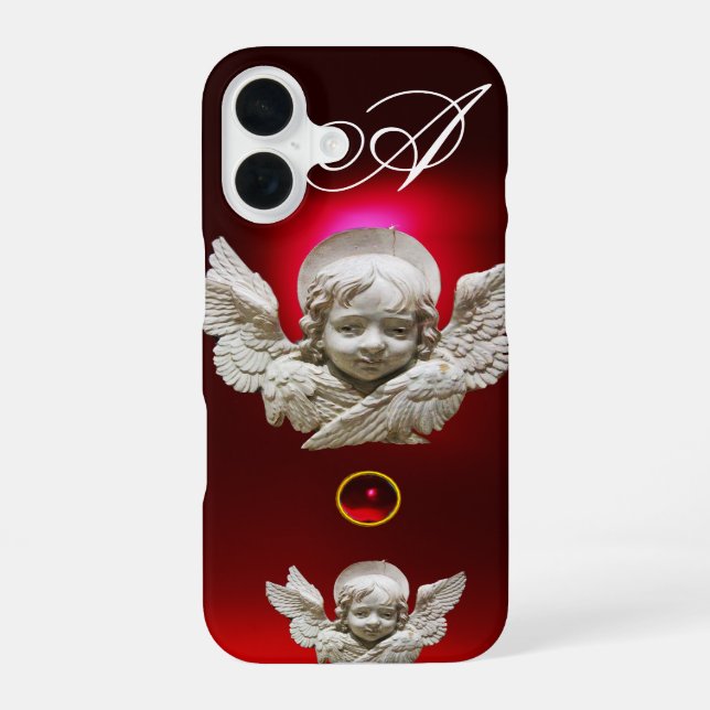 FLORENTINE RENAISSANCE ANGEL Red Ruby Monogram Iphone Case (Back)