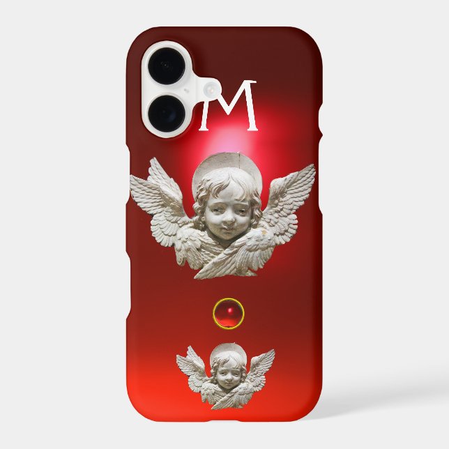FLORENTINE RENAISSANCE ANGEL Red Ruby Monogram Iphone Case (Back)