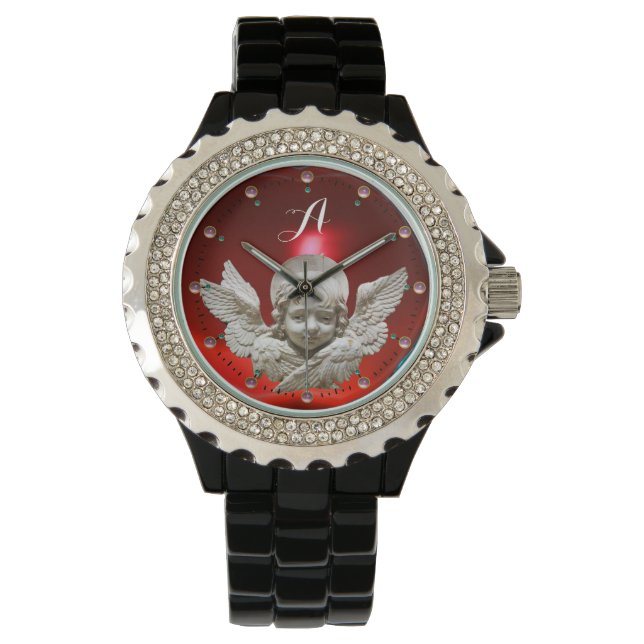 FLORENTINE RENAISSANCE ANGEL, Red Ruby Monogram Watch (Front)