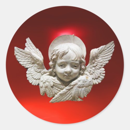 FLORENTINE RENAISSANCE ANGEL Red White Christmas Classic Round Sticker