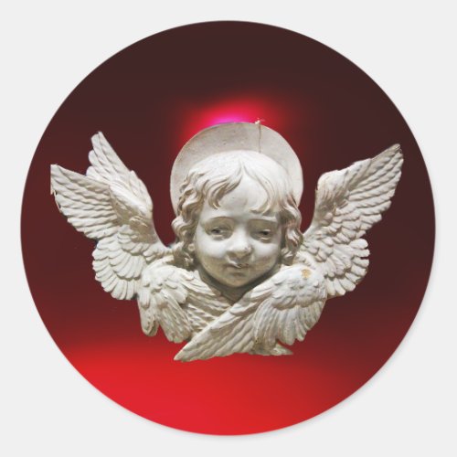 FLORENTINE RENAISSANCE ANGEL Red White Xmas Classic Round Sticker