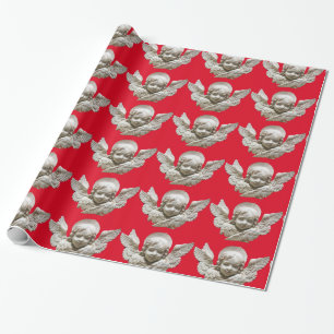 FLORENTINE RENAISSANCE ANGEL Red Wrapping Paper
