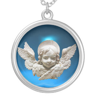 FLORENTINE RENAISSANCE  ANGEL SILVER PLATED NECKLACE