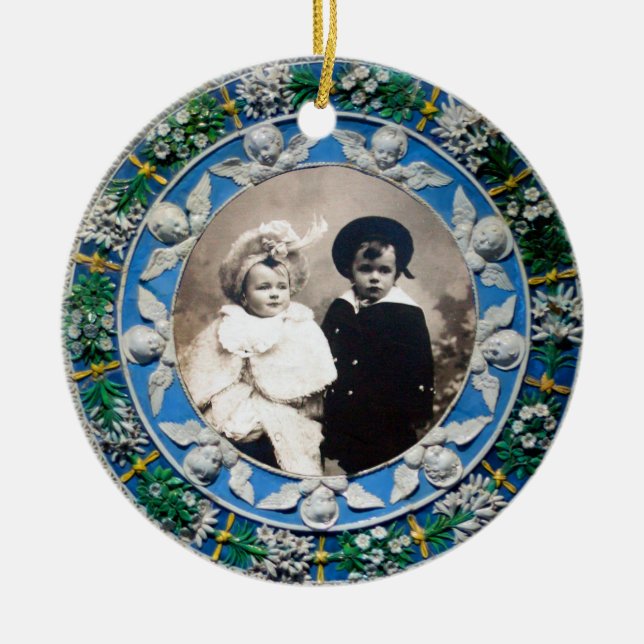 FLORENTINE  RENAISSANCE ANGELS Photo Template Ceramic Ornament (Front)