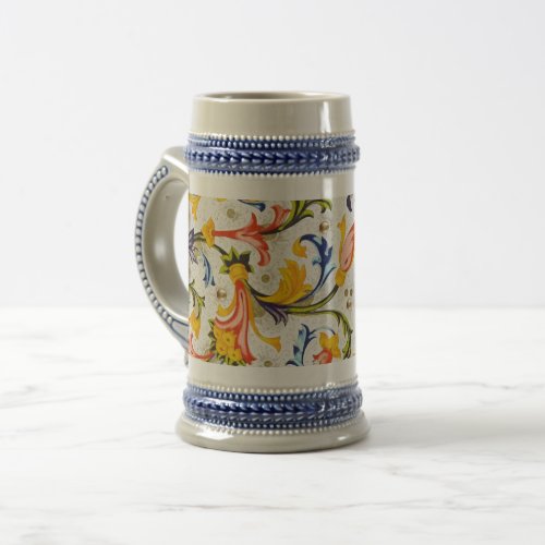 FLORENTINE RENAISSANCE FLORAL SWIRLSFLOWERS BEER STEIN