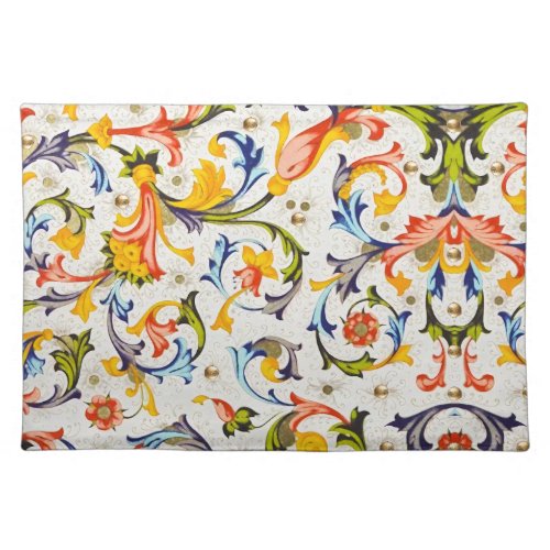 FLORENTINE RENAISSANCE FLORAL SWIRLSFLOWERS CLOTH PLACEMAT