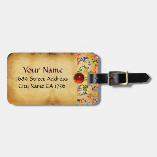 FLORENTINE RENAISSANCE FLORAL SWIRLSFLOWERS LUGGAGE TAG