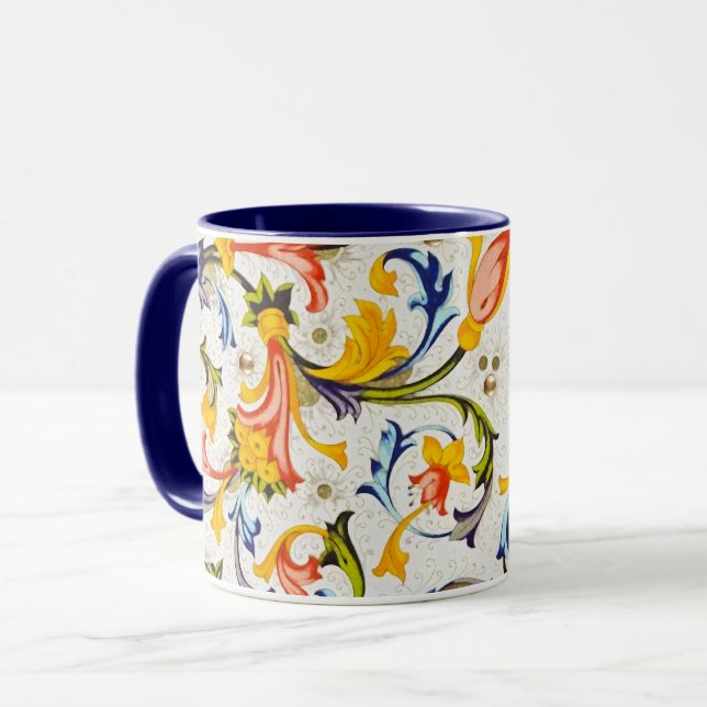 FLORENTINE RENAISSANCE FLORAL SWIRLS,FLOWERS MUG (Front Left)