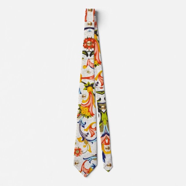FLORENTINE RENAISSANCE FLORAL SWIRLS,FLOWERS NECK TIE (Front)