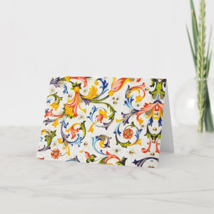 FLORENTINE RENAISSANCE FLORAL SWIRLS,FLOWERS THANK YOU CARD