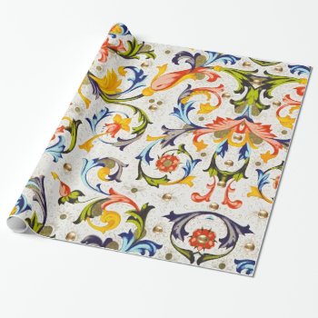 Florentine Renaissance Floral Swirls Flowers Wrapping Paper by AiLartworks at Zazzle