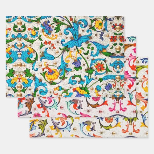 FLORENTINE RENAISSANCE FLORAL SWIRLSFLOWERS WRAPPING PAPER SHEETS
